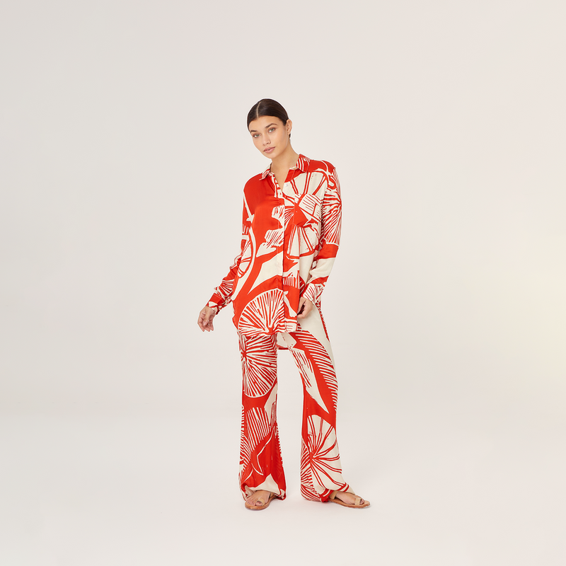 PANTS SILK VISCOSE RED LEMON 495