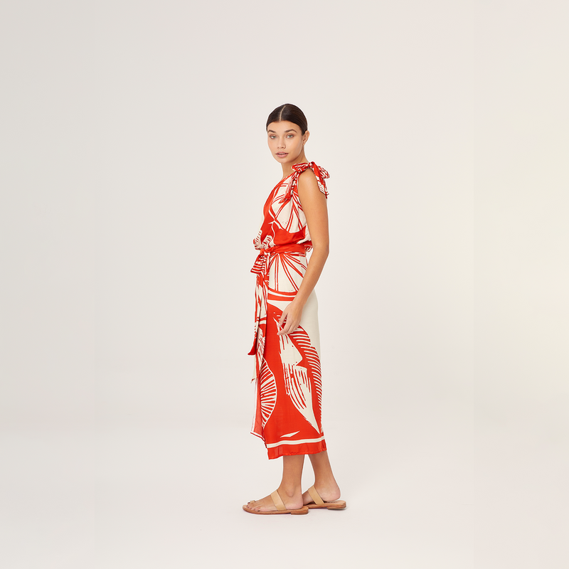 BLOUSE SILK VISCOSE RED LEMON 411