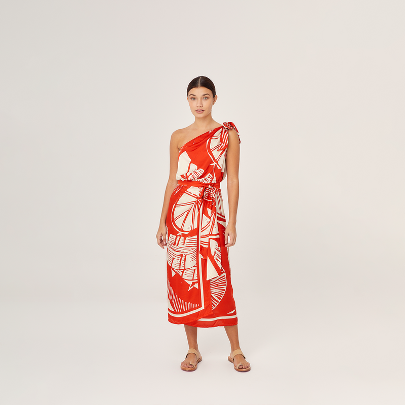 BLOUSE SILK VISCOSE RED LEMON 411