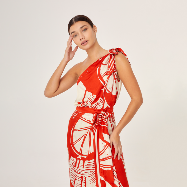 BLOUSE SILK VISCOSE RED LEMON 411