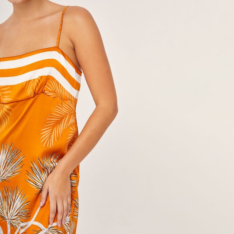 SLIP DRESS 100% SILK VILLA ORANGE 294A