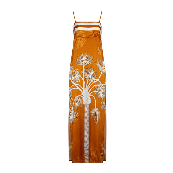 SLIP DRESS 100% SILK VILLA ORANGE 294A