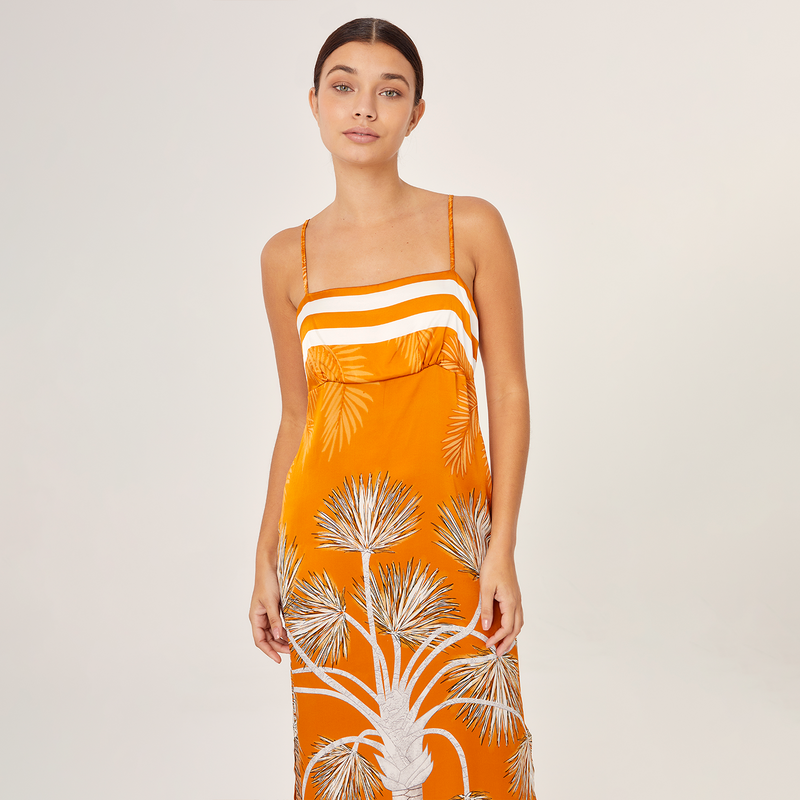 SLIP DRESS 100% SILK VILLA ORANGE 294A