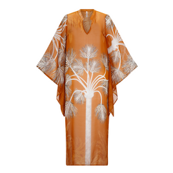 LONG KAFTAN 100% SILK CHIFFON VILLA ORANGE 351