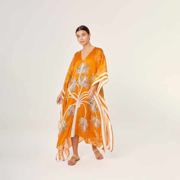 KAFTAN 100% SILK VILLA ORANGE 398