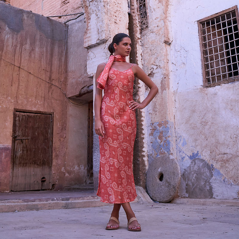 MIDI SLIP DRESS COTTON SILK ORANGERS 297