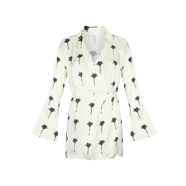 MINI WRAP DRESS 100% SILK THE PALMS 227