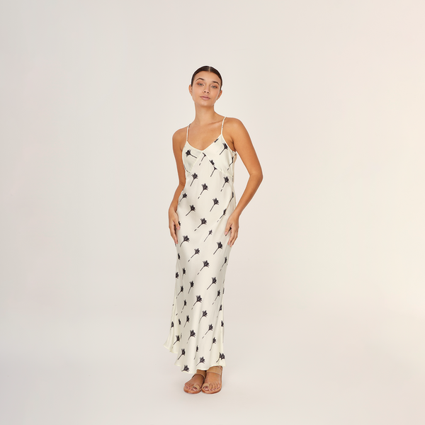 MIDI SLIP DRESS 100% SILK THE PALMS 297A