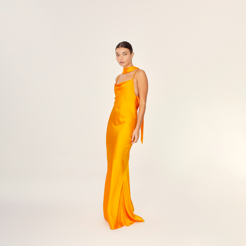 SLIP MAXI DRESS SILK ELASTANE PAPAYA 273