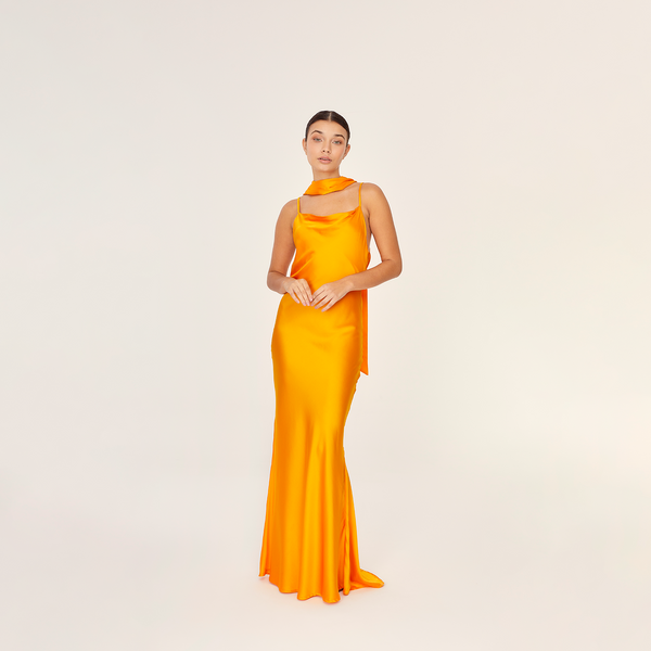 SLIP MAXI DRESS SILK ELASTANE PAPAYA 273