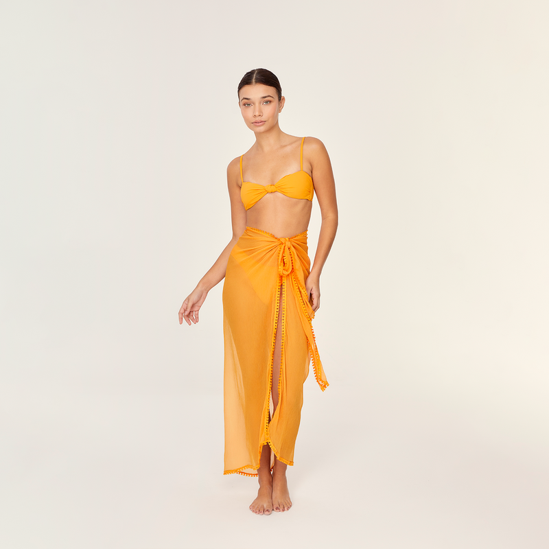 WRAP SKIRT 100% SILK CHIFFON PAPAYA 519