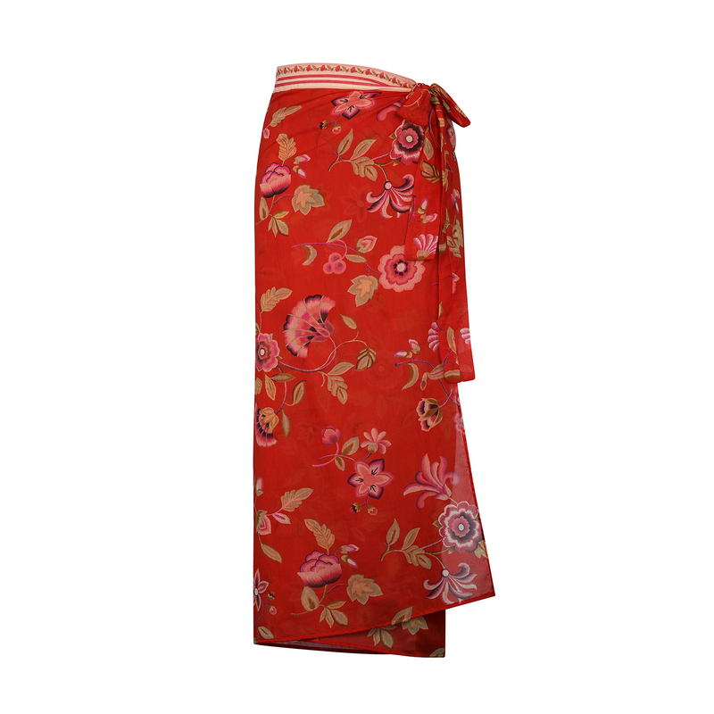 PAREO SKIRT COTTON SILK CHIFFON POMEGRANATE 501