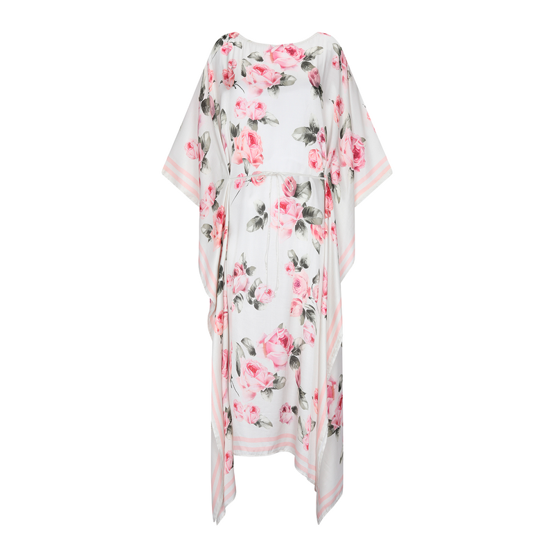 LONG KAFTAN SILK VISCOSE ROSE 398A