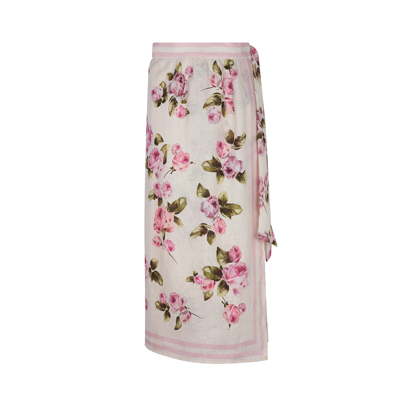 WRAP SKIRT 100% LINEN ROSE 527 LI