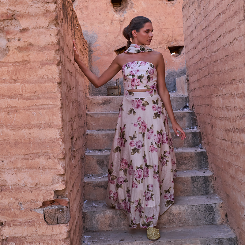 BUSTIER 100% LINEN ROSE 412