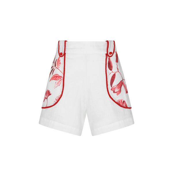 SHORT 100% LINEN ROUGE 456