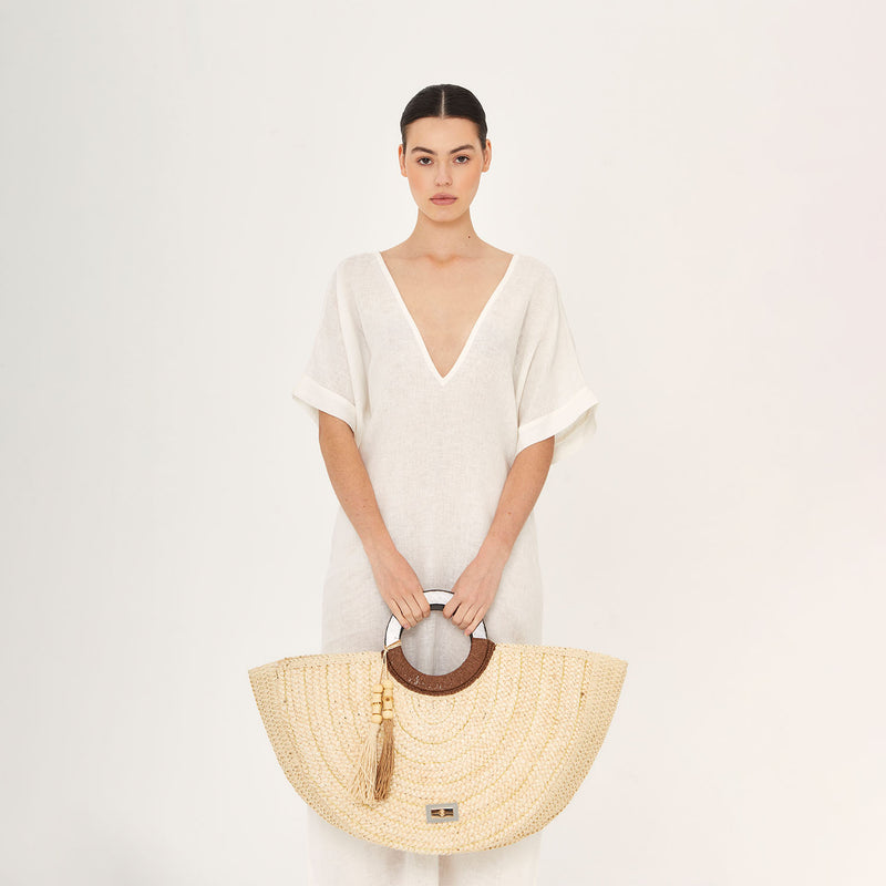 LONG TUNIC 100% LINEN BLANC 390