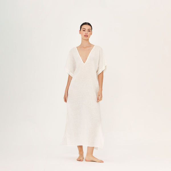 LONG TUNIC 100% LINEN BLANC 390