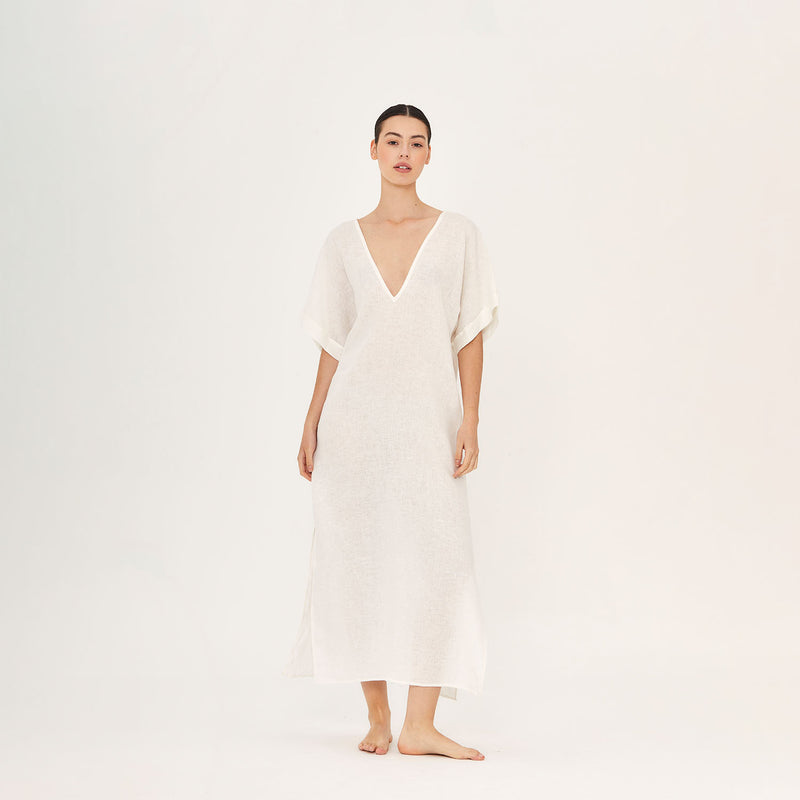 LONG TUNIC 100% LINEN BLANC 390