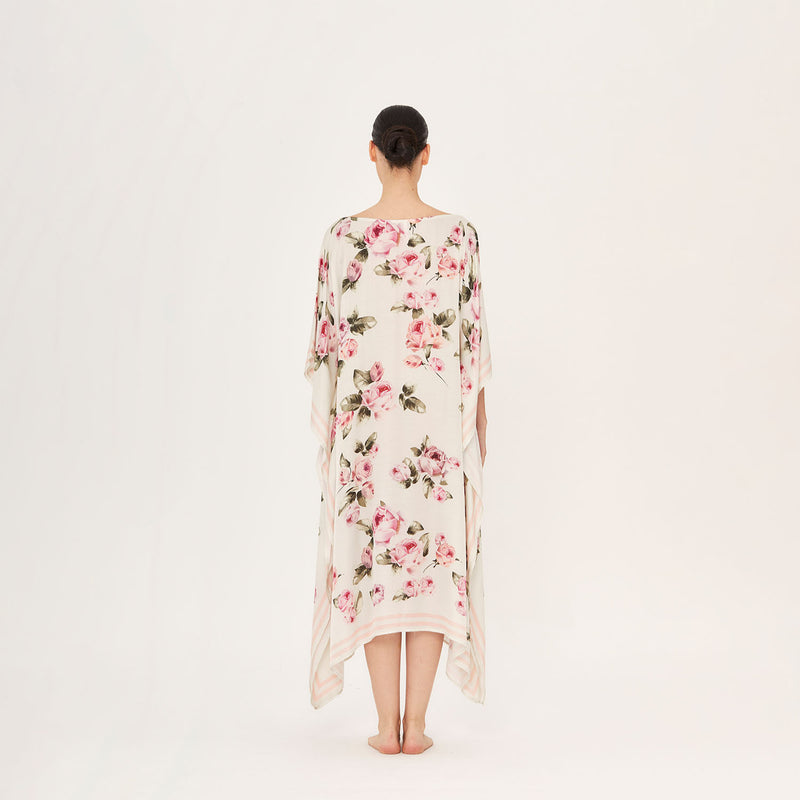 LONG KAFTAN SILK VISCOSE ROSE 398A