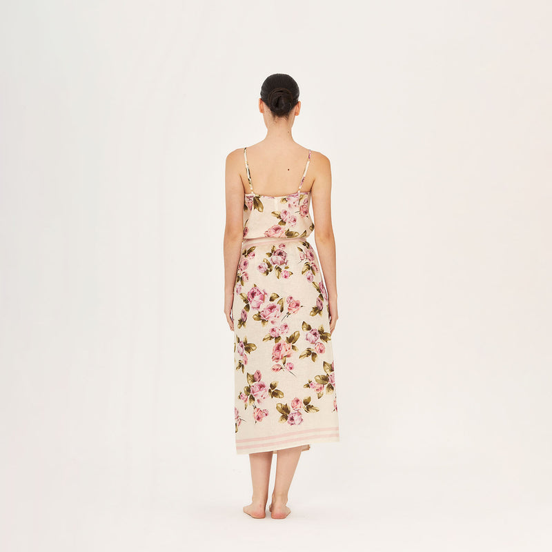 WRAP SKIRT 100% LINEN ROSE 527 LI