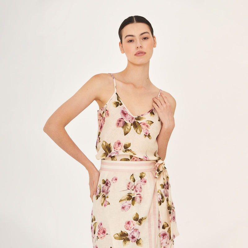 WRAP SKIRT 100% LINEN ROSE 527 LI