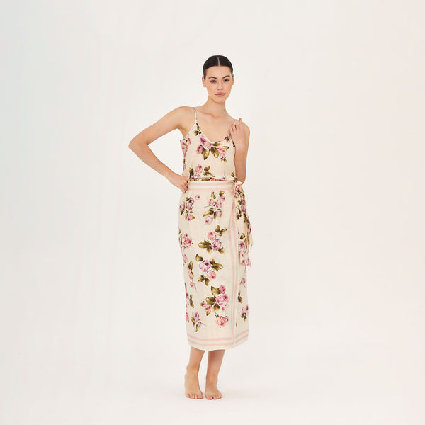 WRAP SKIRT 100% LINEN ROSE 527 LI