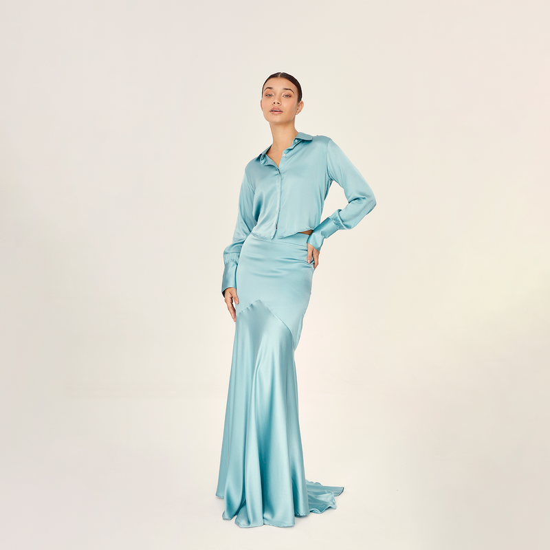 MERMAID SKIRT SILK ELASTANE TURQUOISE 523