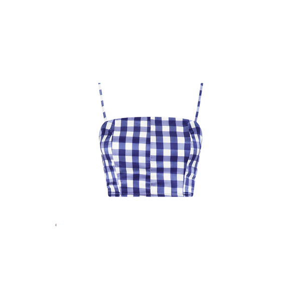 BUSTIER TOP 100% SILK VICHY BLU 438