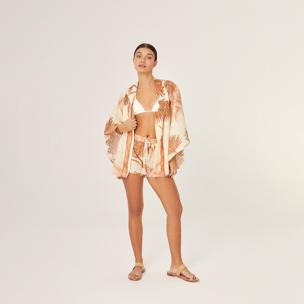 KIMONO 100% LINEN VILLA ORANGE 371