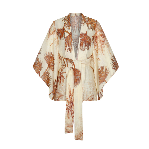 KIMONO 100% LINEN VILLA ORANGE 371