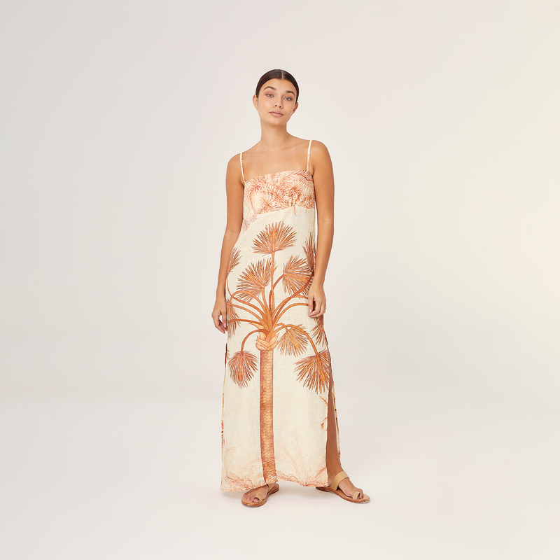 LONG TUNIC 100% LINEN VILLA ORANGE 386