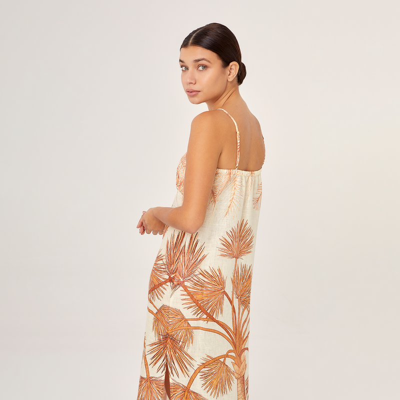 LONG TUNIC 100% LINEN VILLA ORANGE 386