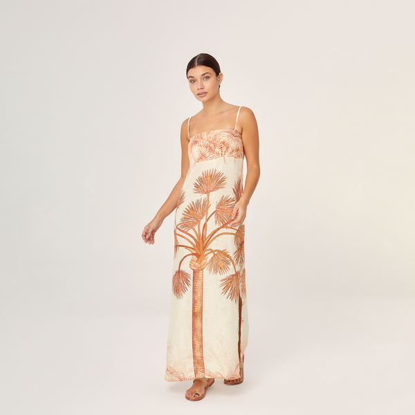 LONG TUNIC 100% LINEN VILLA ORANGE 386