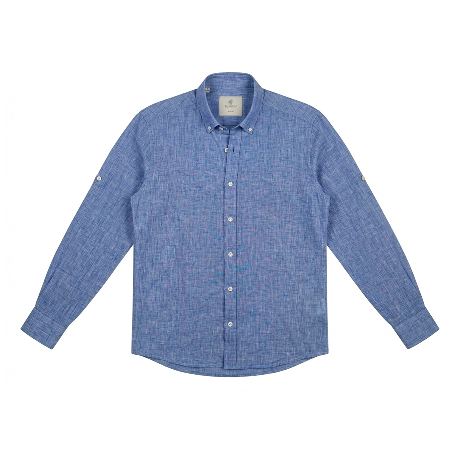 Mens Shirt 100% Linen Darker Blue