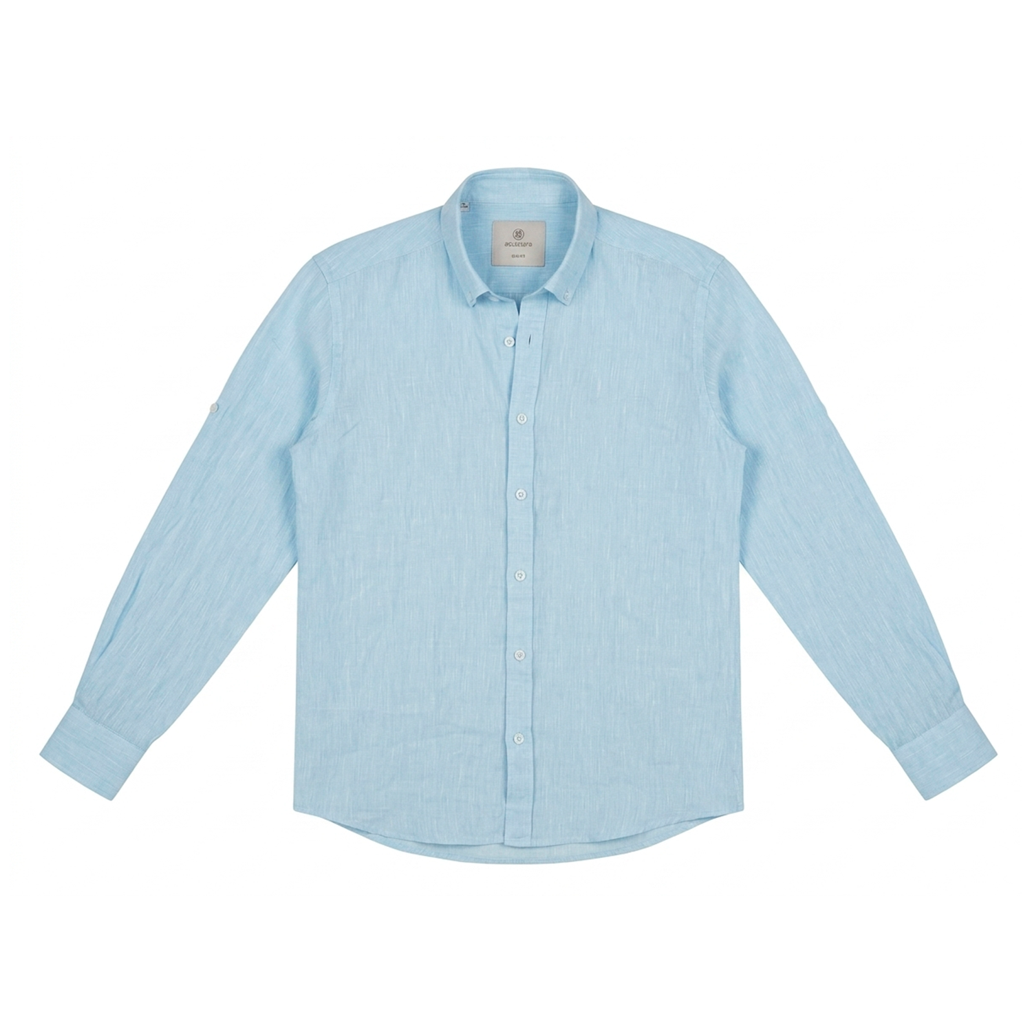 Mens Shirt 100% Linen Baby Blue