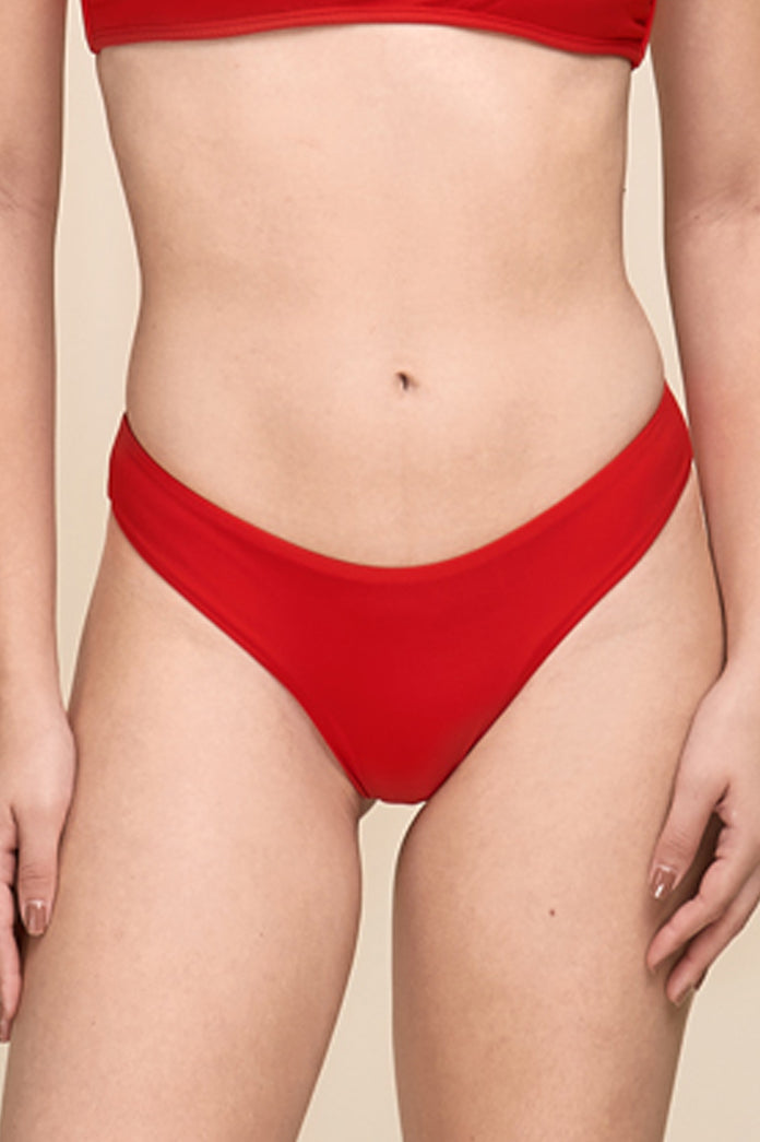 High Leg Cut Bottom Red