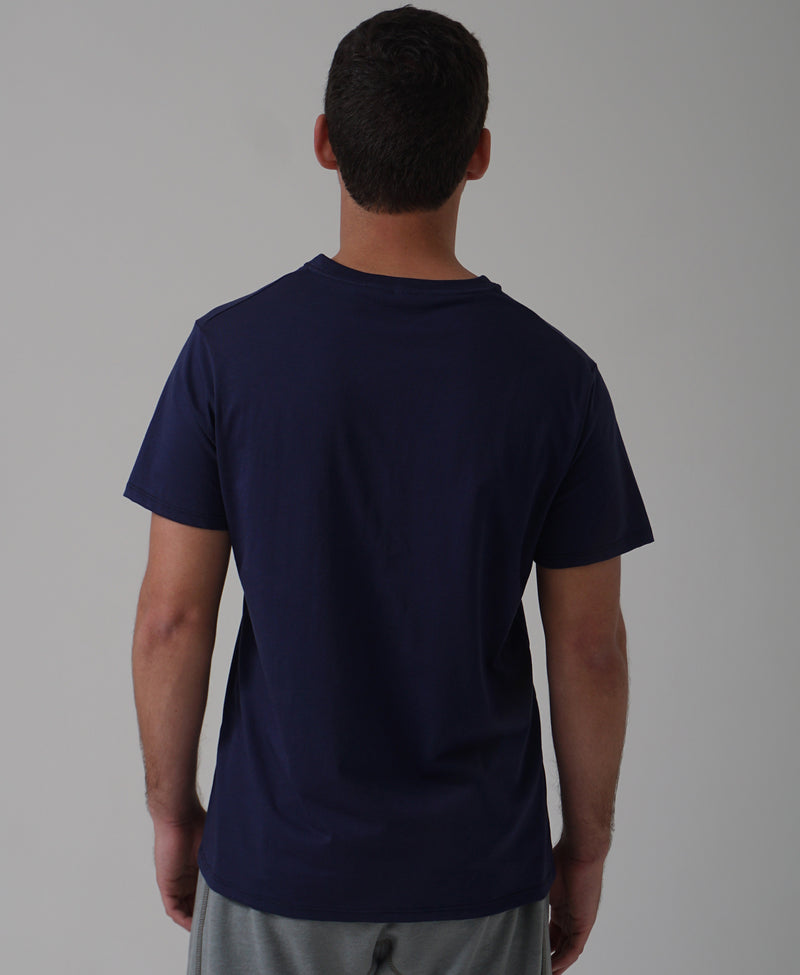 Camiseta cuello V hombre 100% Algodón Pima 30/1 Azul